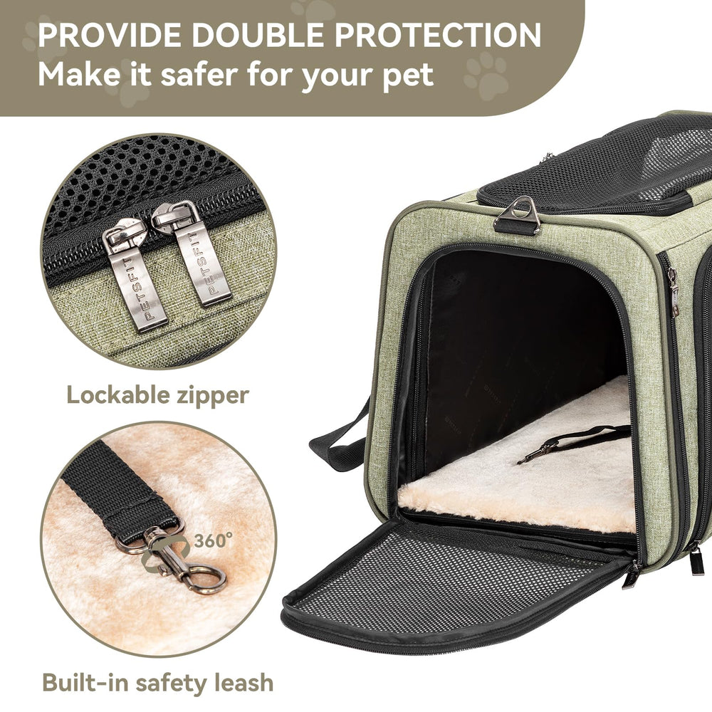 Petsfit airline-approved pet carrier under-seat design fits cabin travel comfortably.