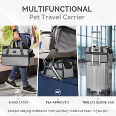 Petsfit airline-approved pet carrier fits under most airplane seats.