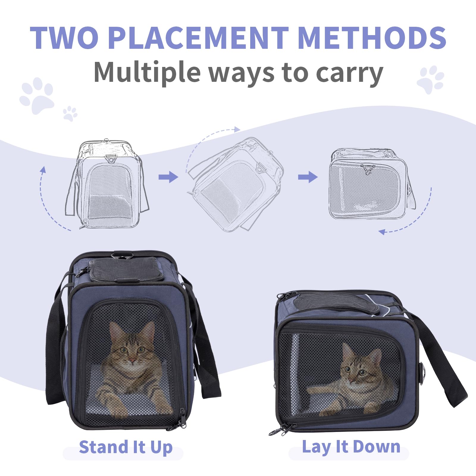 Petsfit anti-loss safety rope and lockable zipper prevent escapes during travel