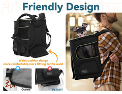 Petsfit backpack safety rope and lockable zipper prevent escapes during outings