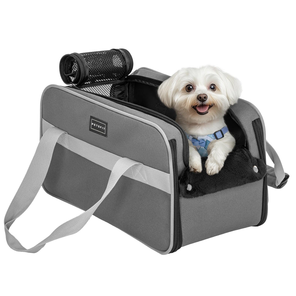 Petsfit breathable mesh panel and soft padding for comfy travel.