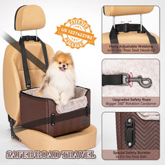 Petsfit car seat showing adjustable safety belt for safe rides.