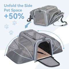 Petsfit carrier under-seat-fit shows easy airport clearance for travel.