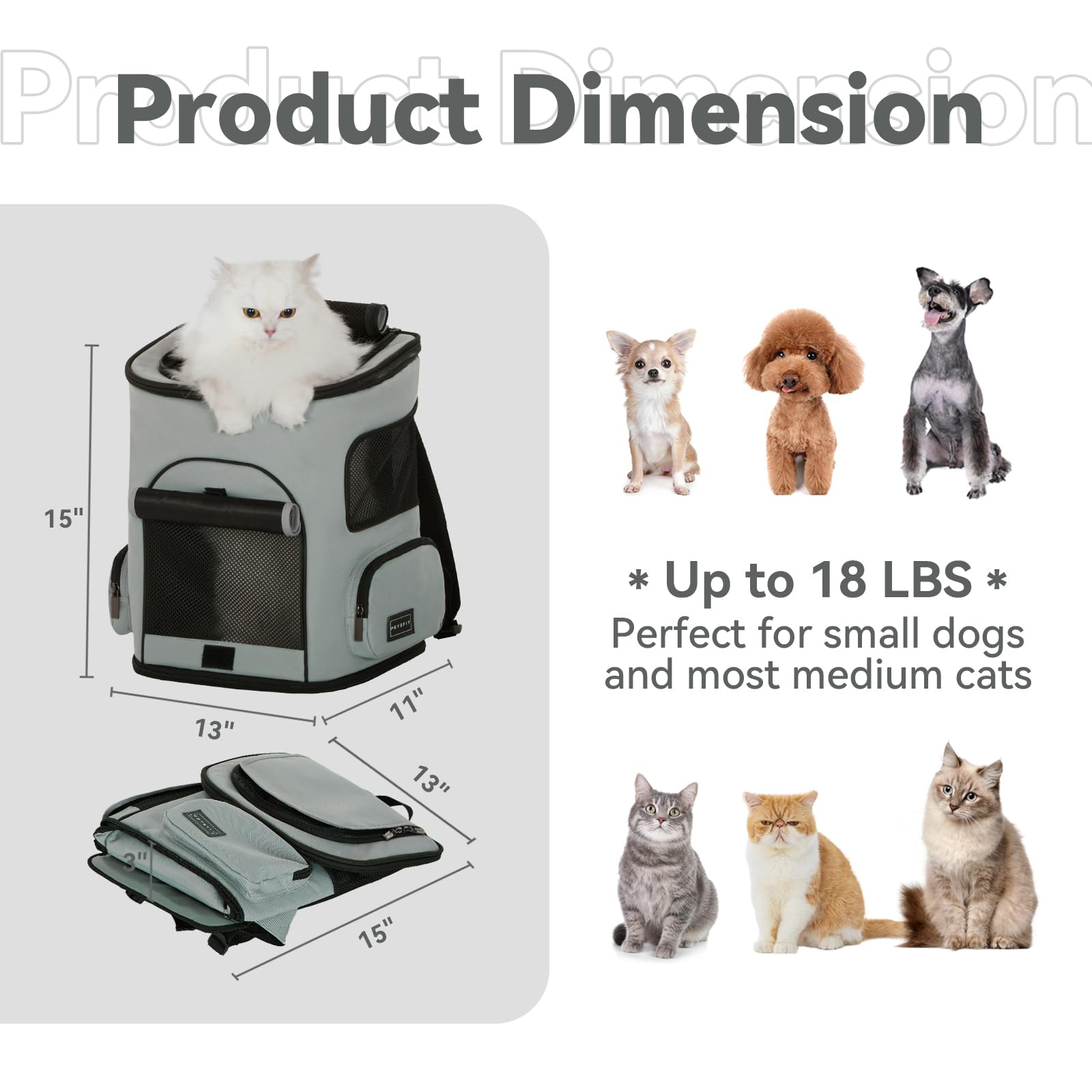 Petsfit cat backpack back panel with waist protection reducing carrying strain.