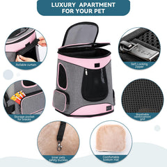 Petsfit cat backpack carrier with secure zipper and safety belt.