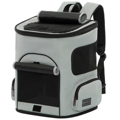 Petsfit cat carrier backpack side view with mesh ventilation for comfortable travel.