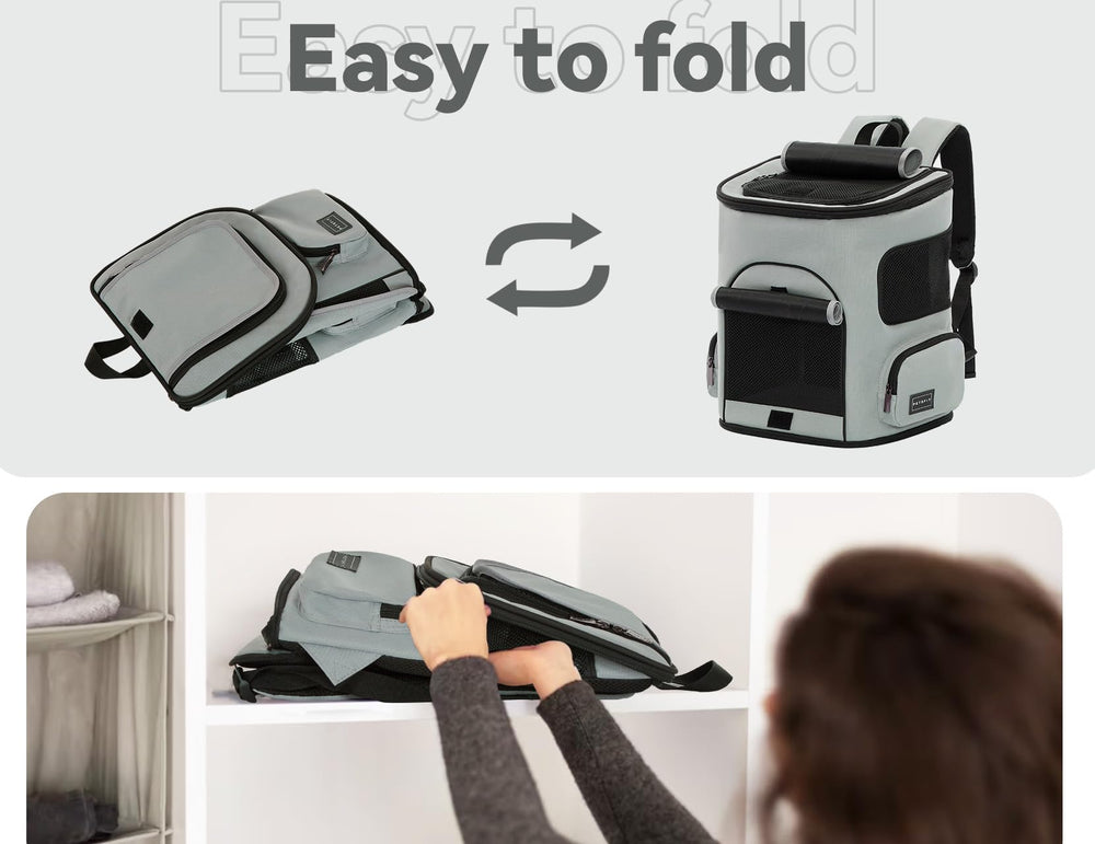 Petsfit cat carrier backpack top opening reinforced to prevent collapse.