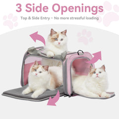 Petsfit cat carrier four-side mesh ventilation for breathable visibility during travel.