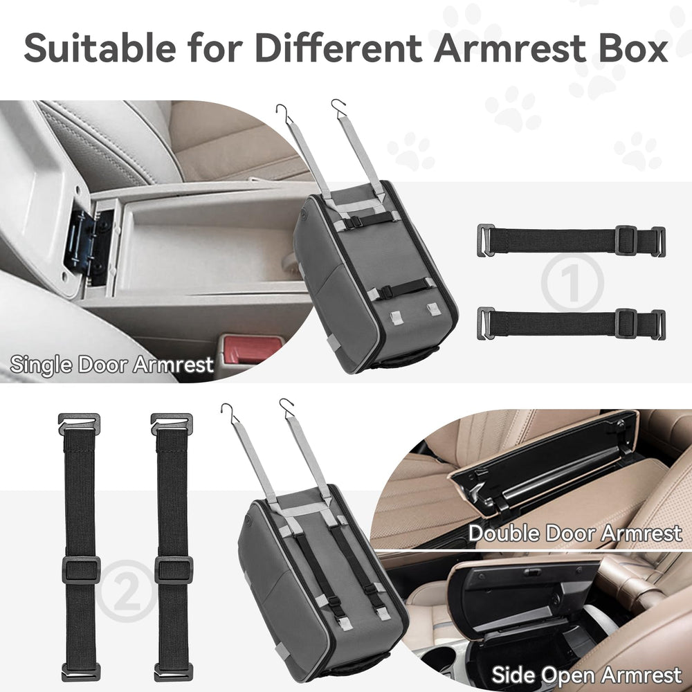 Petsfit center-console seat with pockets for storing essentials on road trips.