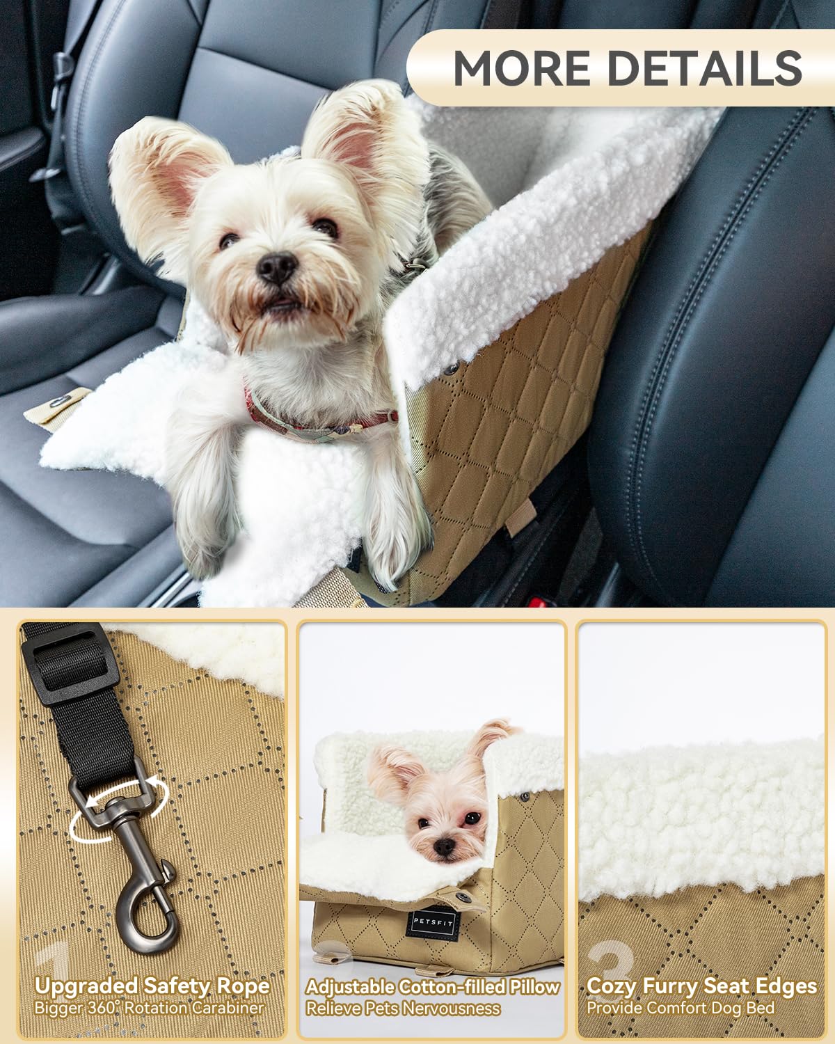 Petsfit compact dimensions fit snugly on most center consoles.