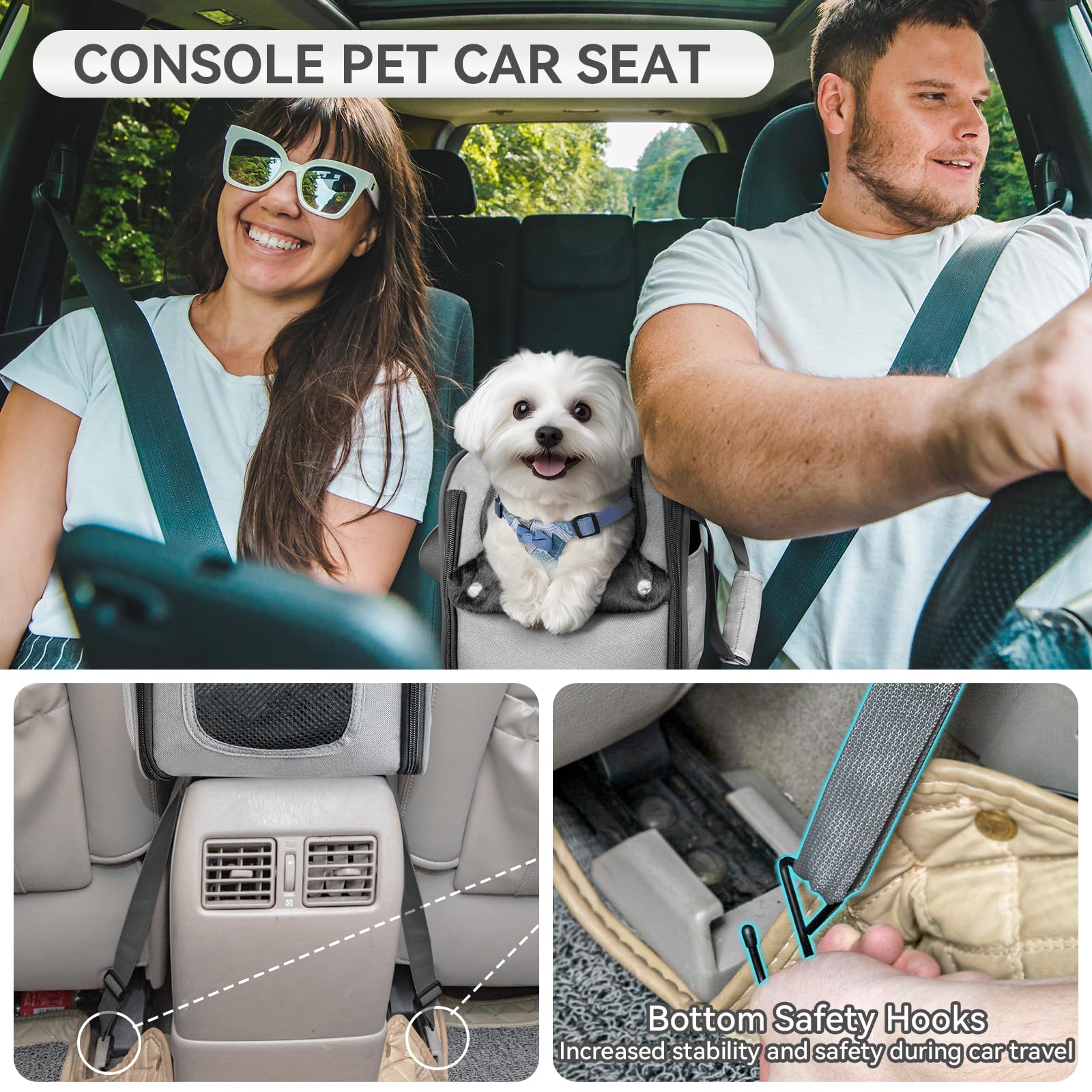 Petsfit console dog seat padded handle enhances portable comfort.