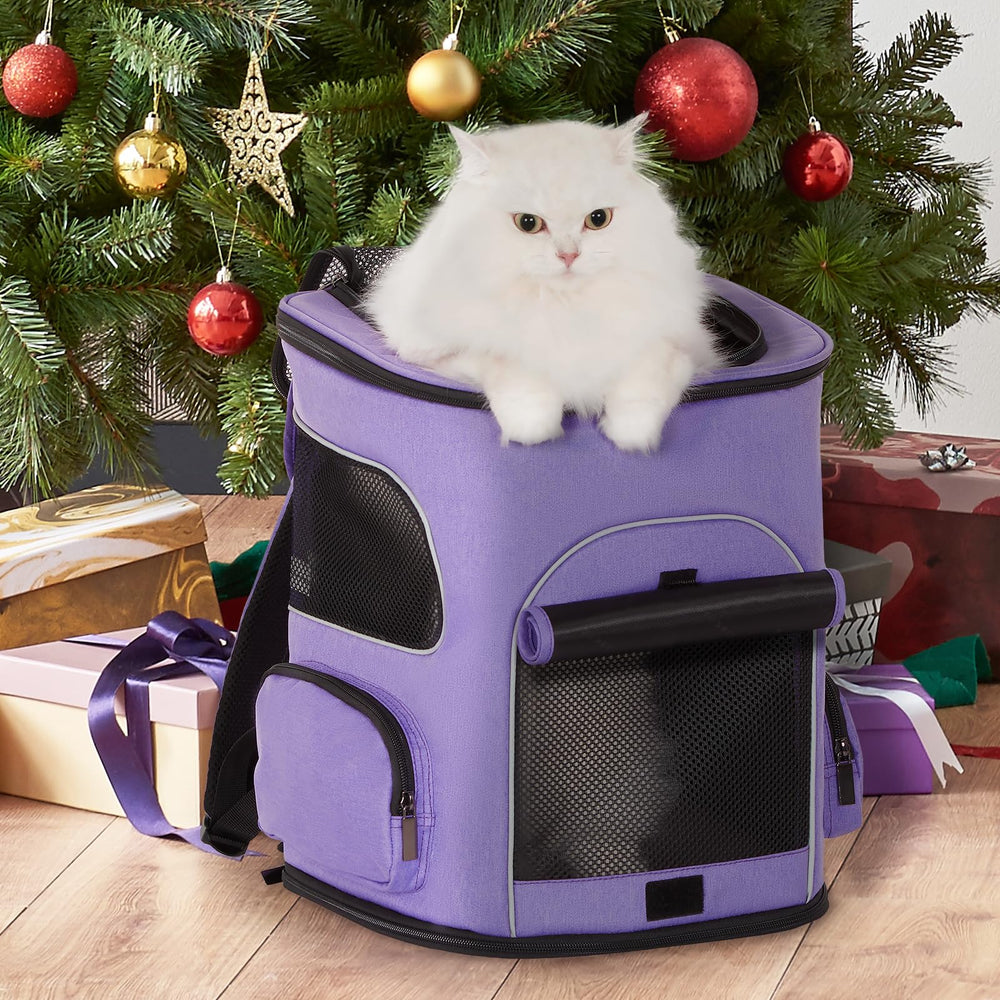 PETSFIT dog backpack carrier back view highlights waist protection for reduced fatigue.