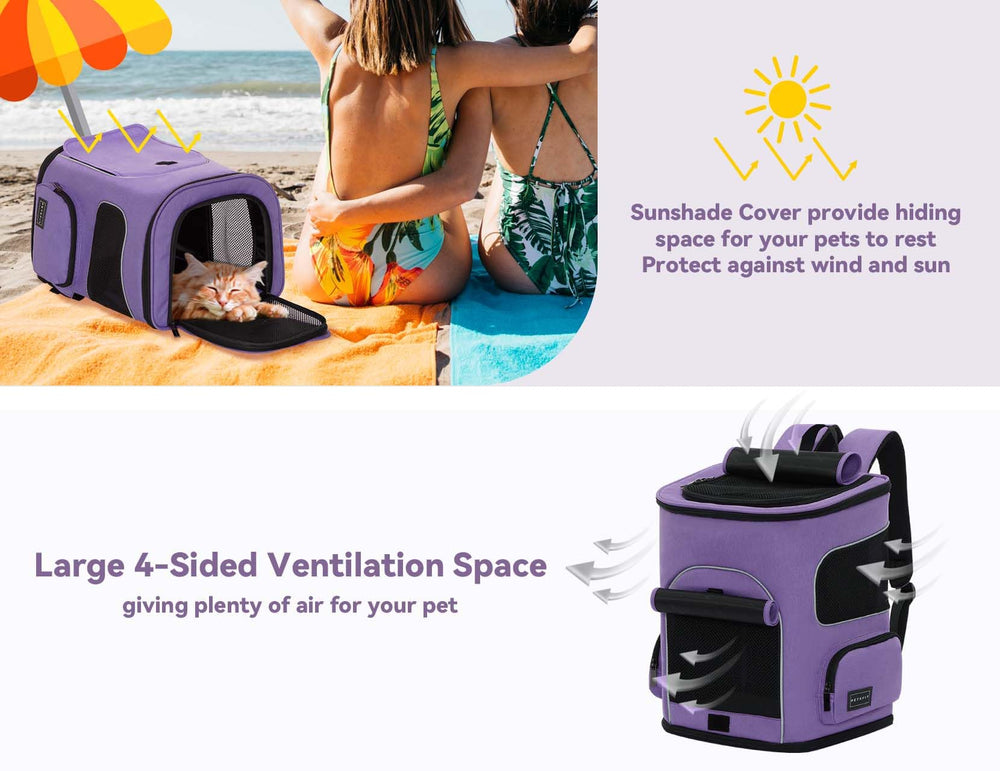 PETSFIT dog backpack carrier bottom-pad indicates secure, comfortable resting surface.
