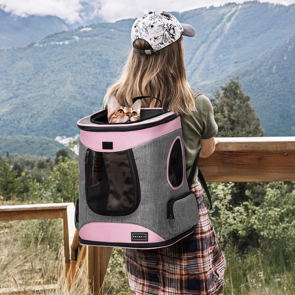 Petsfit dog backpack carrier ideal for biking and camping with pets.