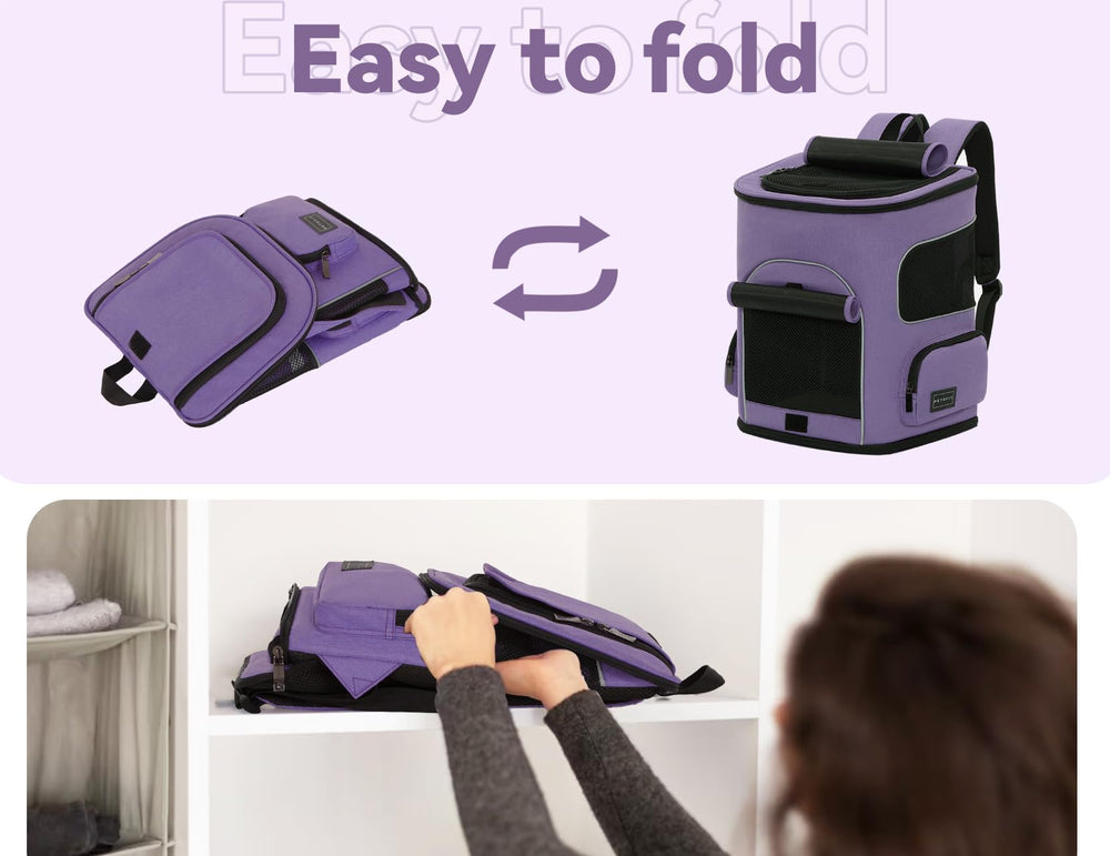 PETSFIT dog backpack carrier side-pockets offer convenient storage.
