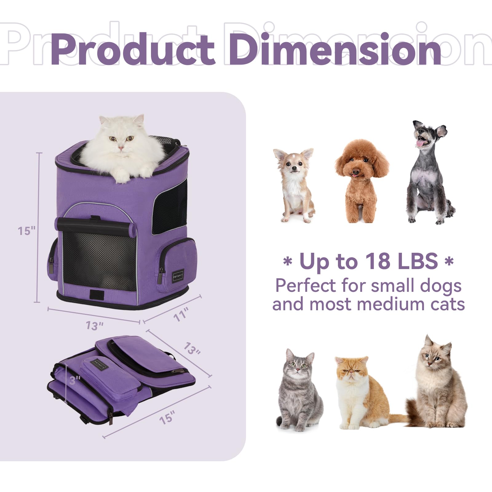 PETSFIT dog backpack carrier ventilation-mesh reveals breathable comfort on trails.