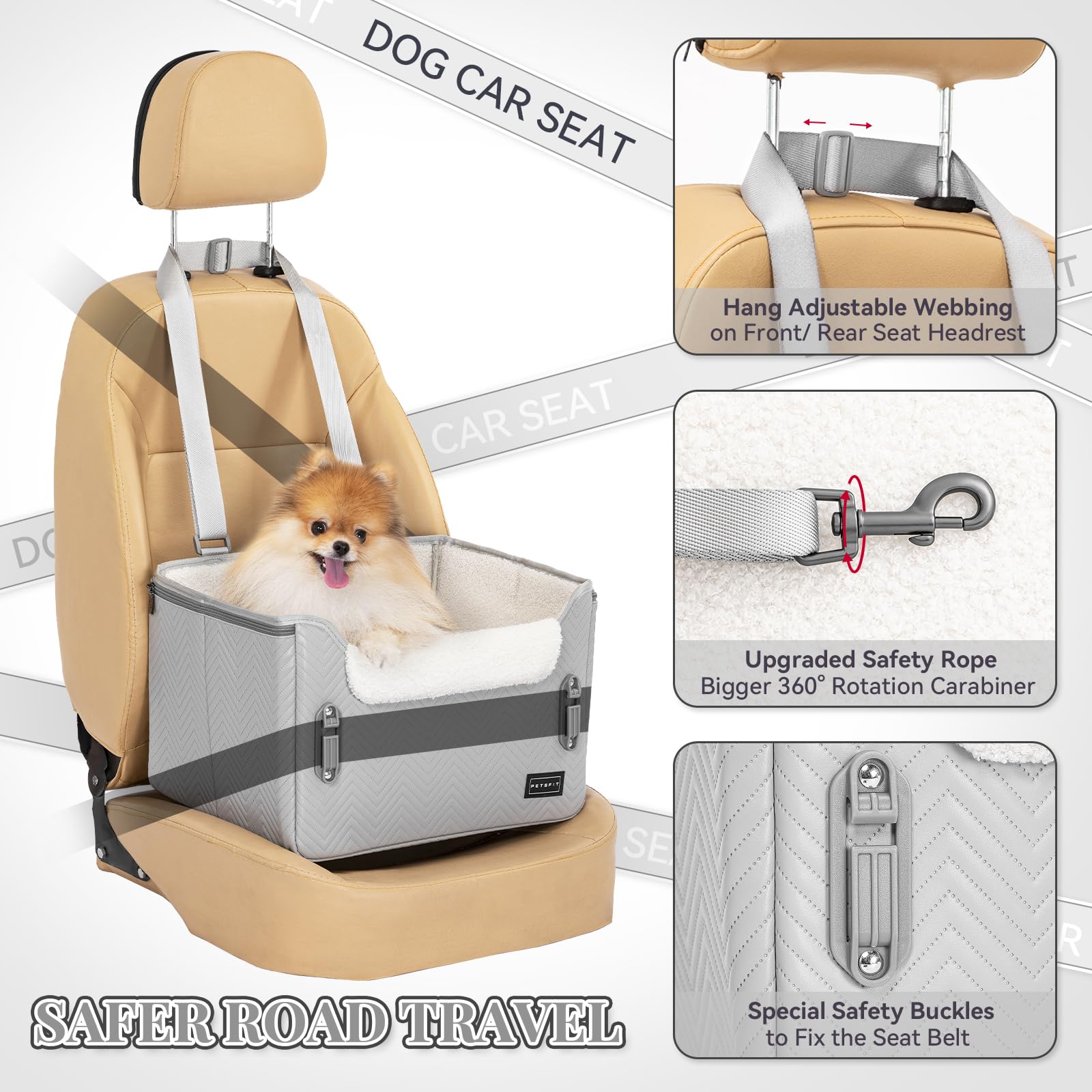 Petsfit PETSFIT dog booster car seat folded-flat for compact storage and easy transport