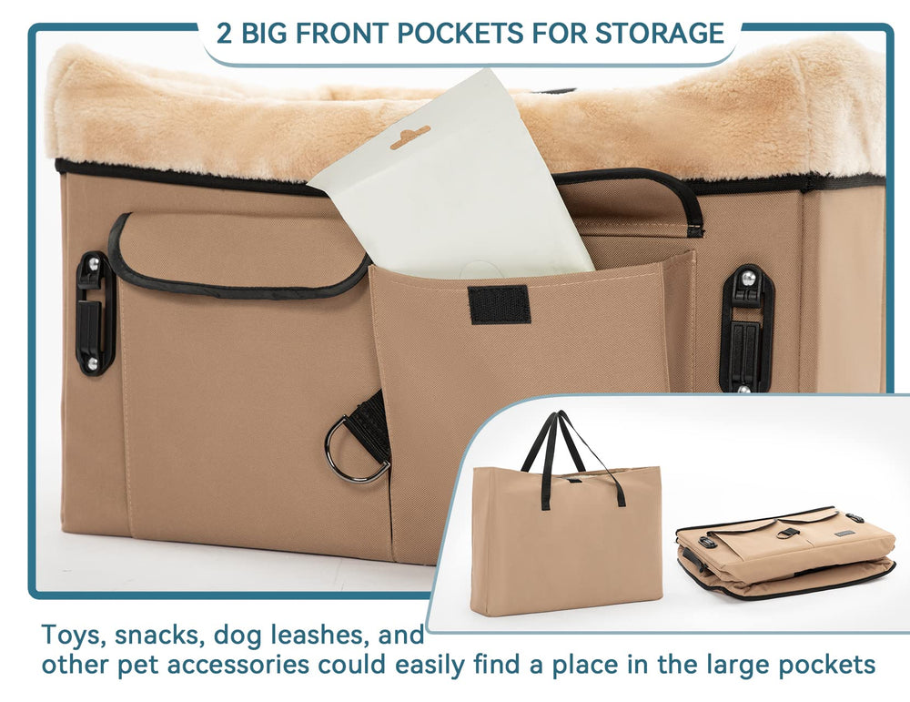Petsfit booster seat folds into a compact carrying case for travel