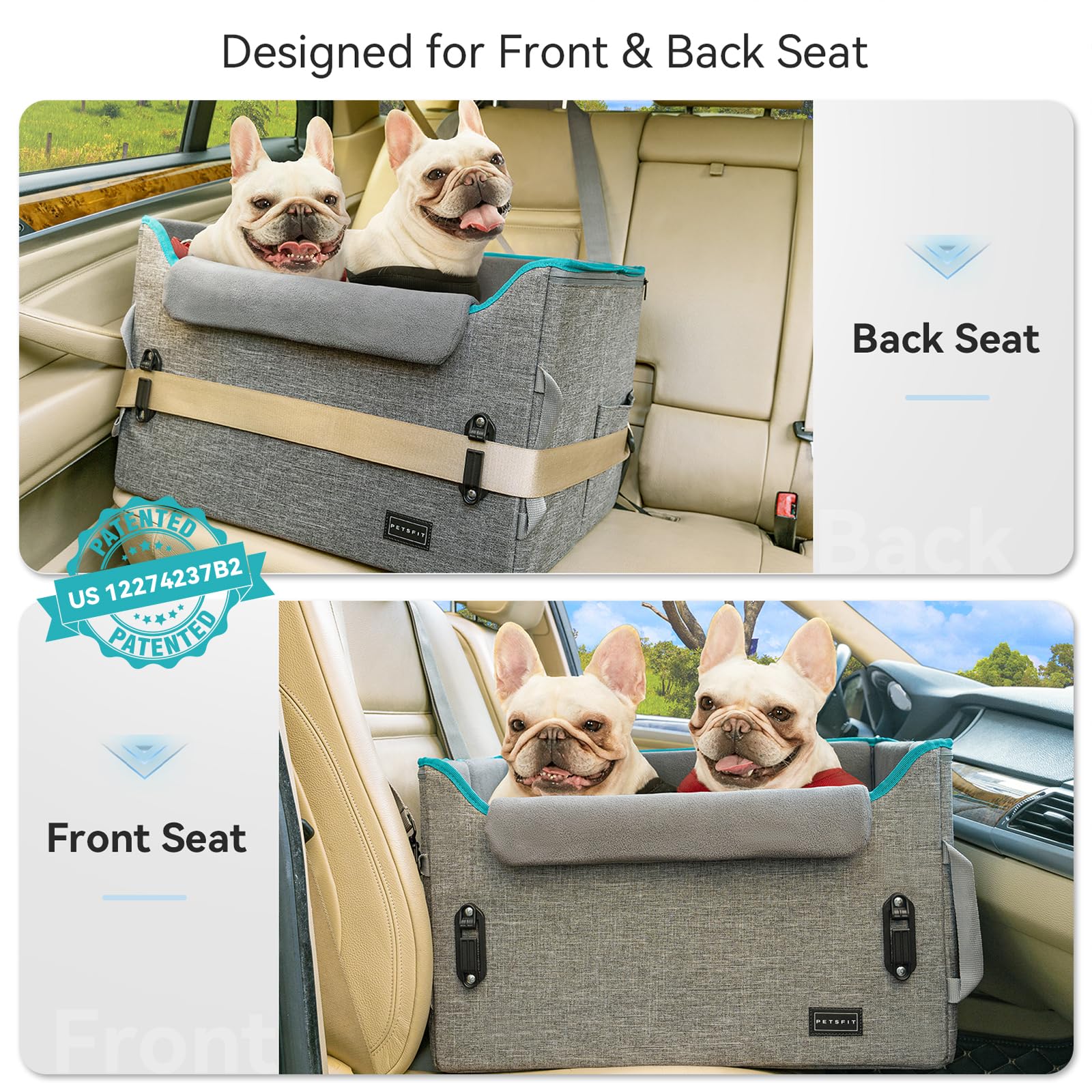 Petsfit dog booster seat elevated view showing window access