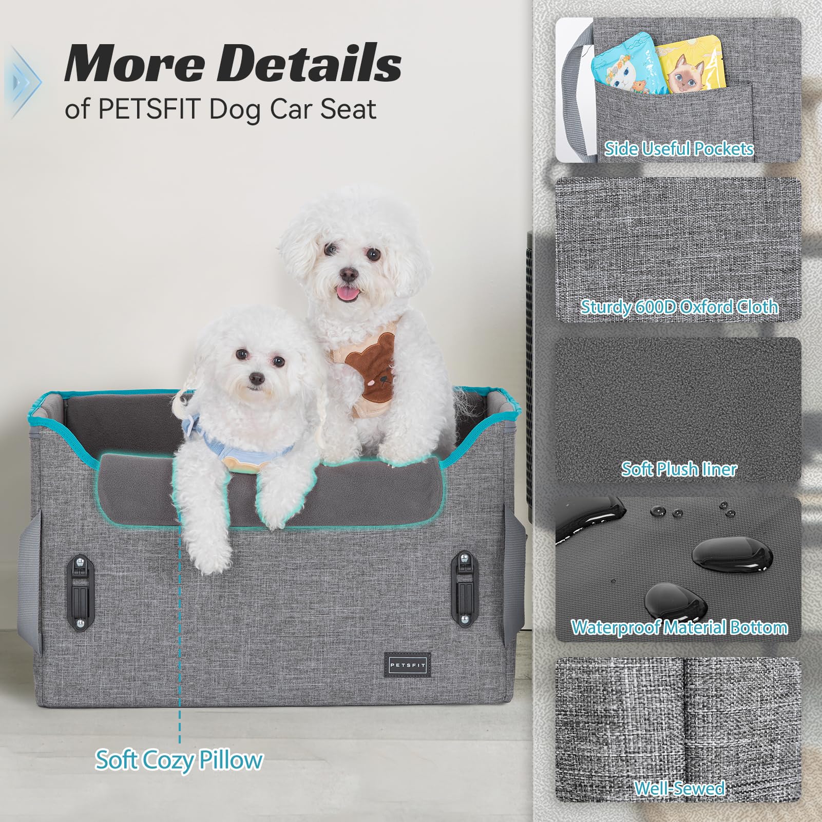 Petsfit booster seat Oxford fabric and fleece for pet comfort
