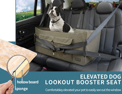 Petsfit dog booster seat side install demonstrates quick setup for on the go trips.