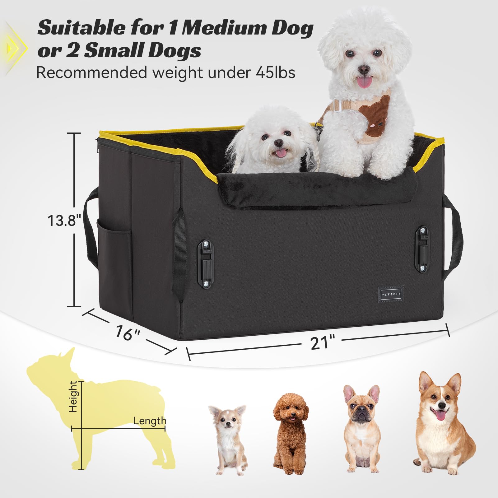 Petsfit dog booster seat with soft fleece lining delivers cozy comfort on trips