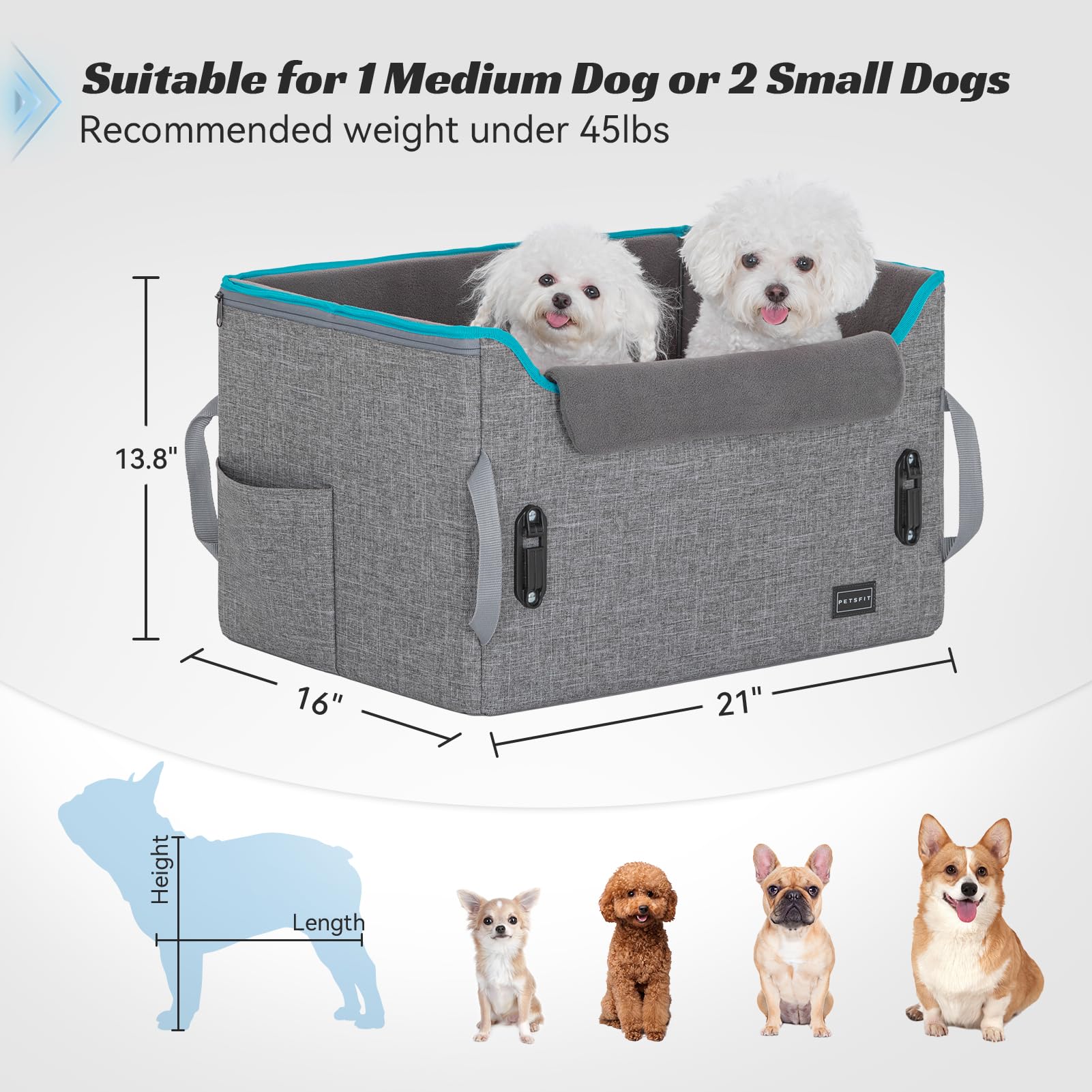 Petsfit booster seat storage pockets keep pet essentials organized