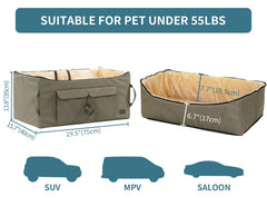 Petsfit dog booster seat two pups highlights space for two small dogs during road trips.