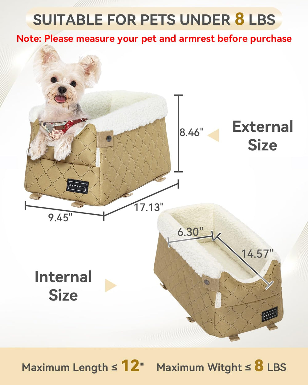 Petsfit adjustable straps secure to the armrest for a snug fit.