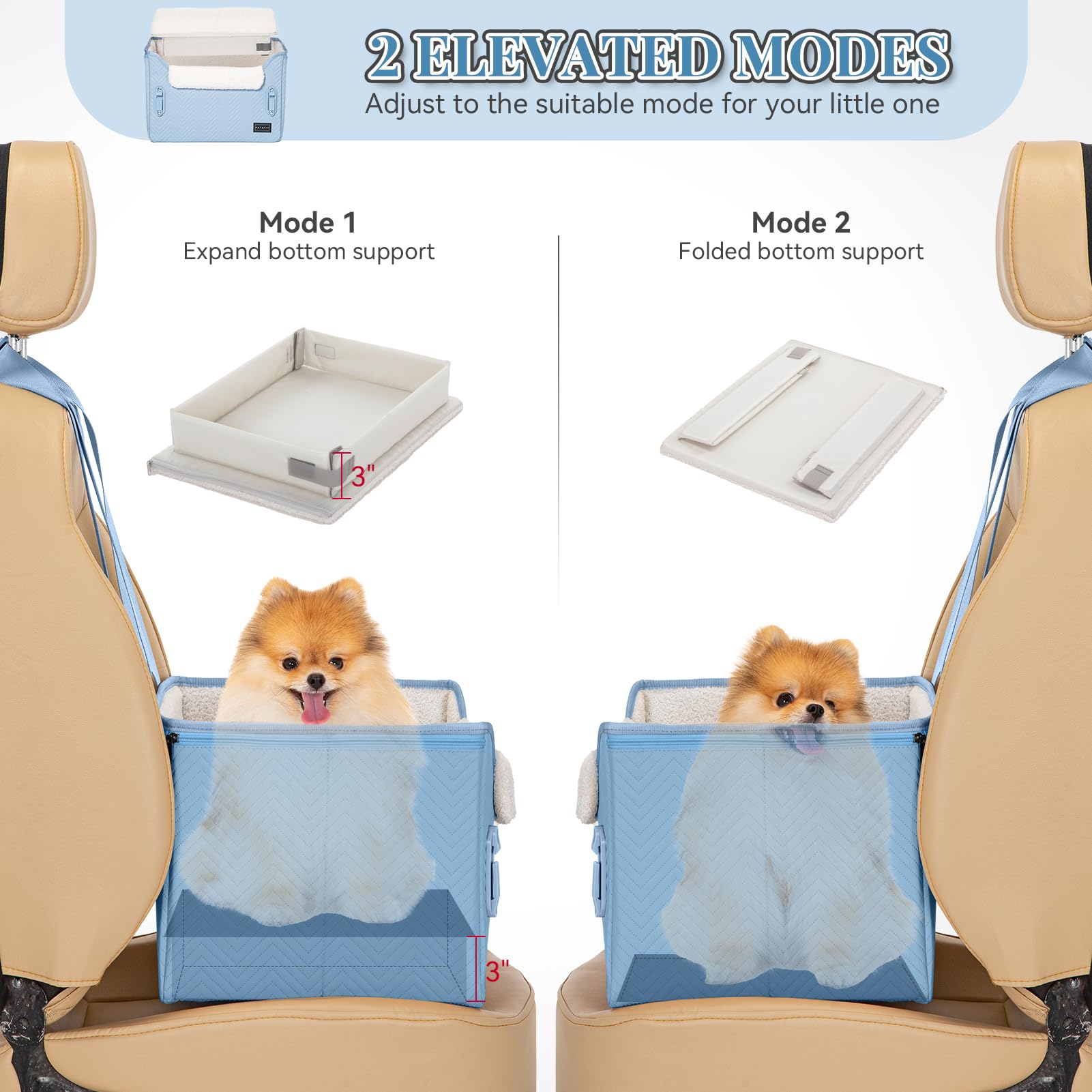 PETSFIT dog car seat blue booster cushion detail for easy cleaning