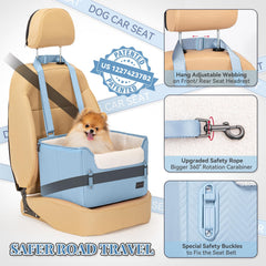 PETSFIT dog car seat blue clip-on leash integrated for secure restraint