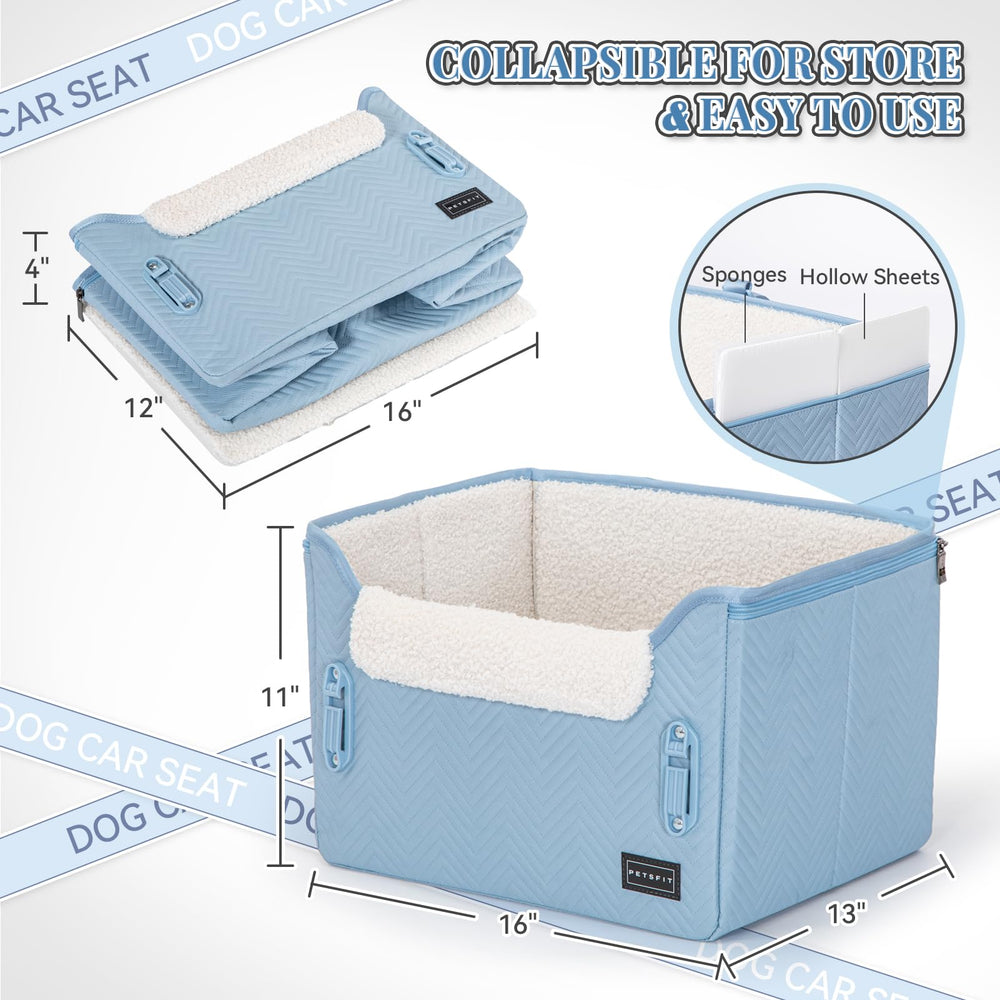 PETSFIT dog car seat blue elevated position improves visibility