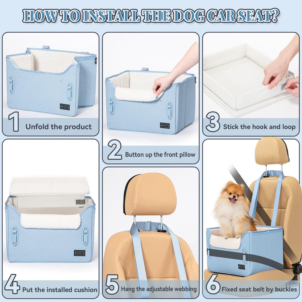 PETSFIT dog car seat blue fleece liner for cozy ride