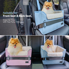 PETSFIT dog car seat blue side view with elevated effect for better visibility
