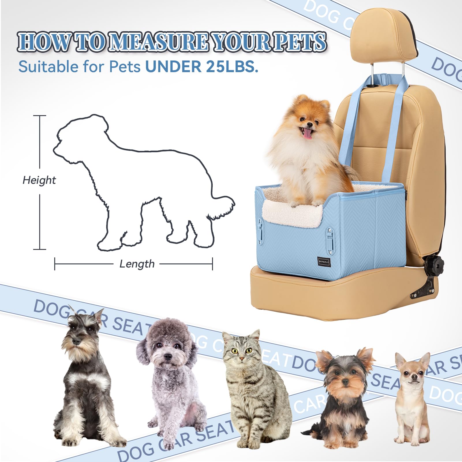 PETSFIT dog car seat blue sturdy frame resists collapse