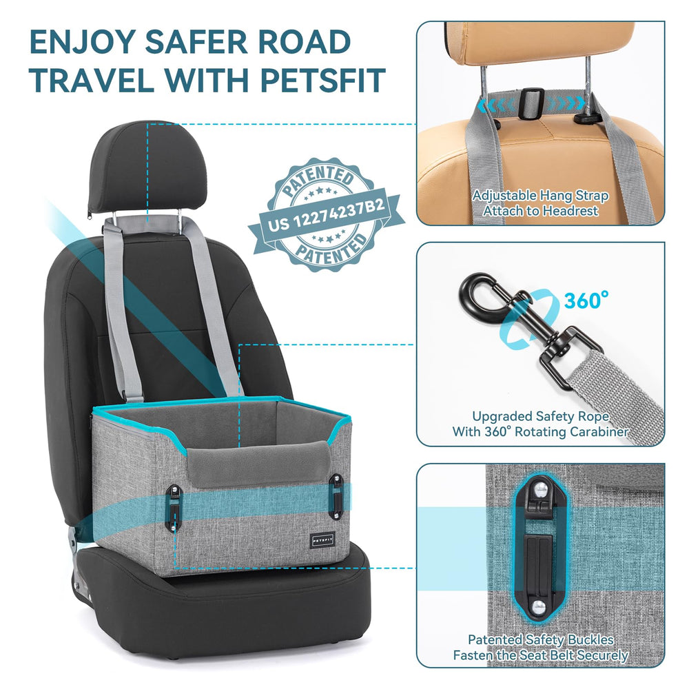 PETSFIT dog car seat patented-buckle closeup, premium safety buckles for secure rides.