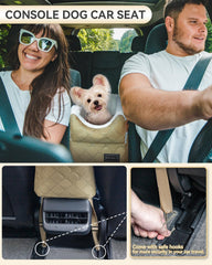 Petsfit dog car seat with safety hooks ensures stable travel.