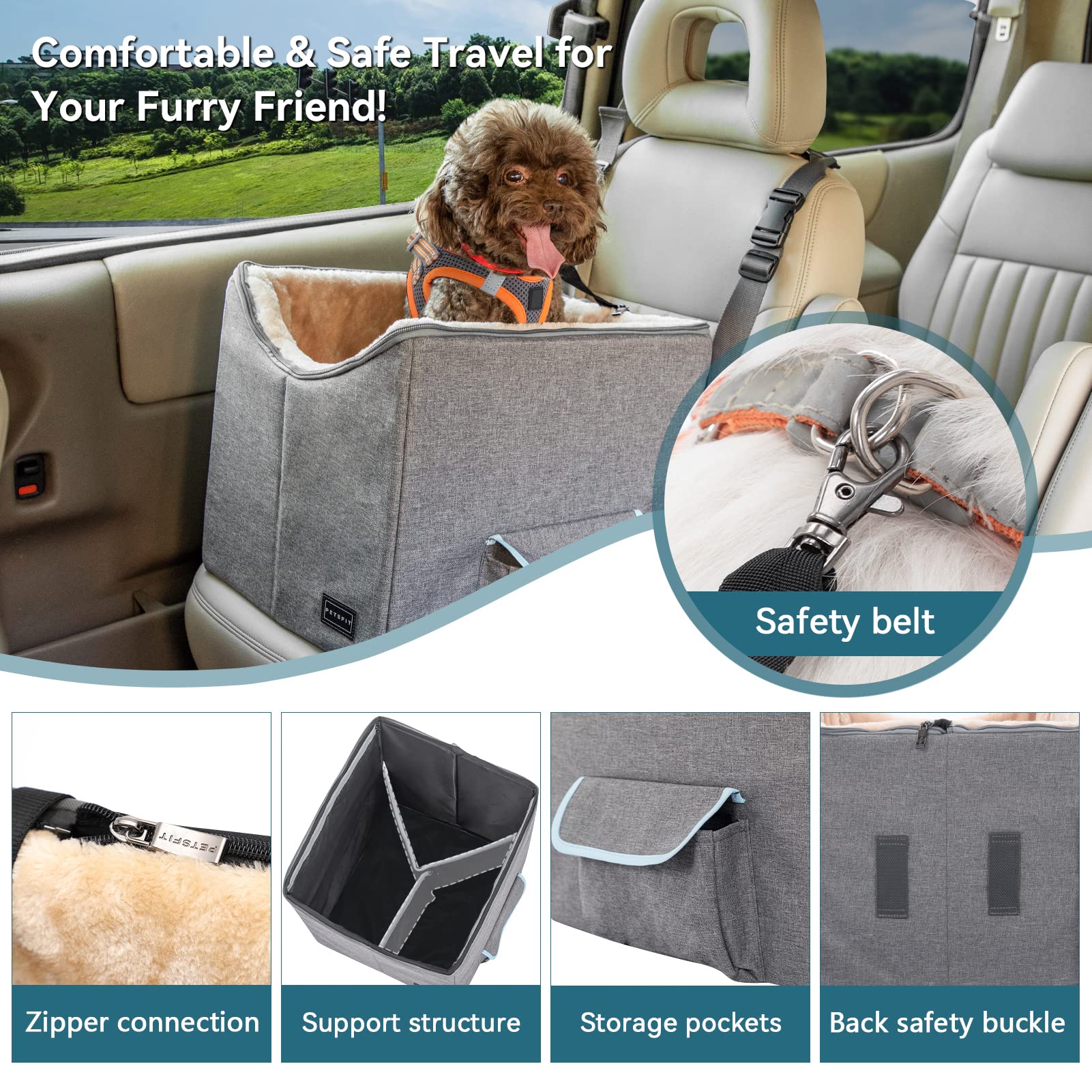Petsfit dog car seat with window view helps nervous pups enjoy the ride.