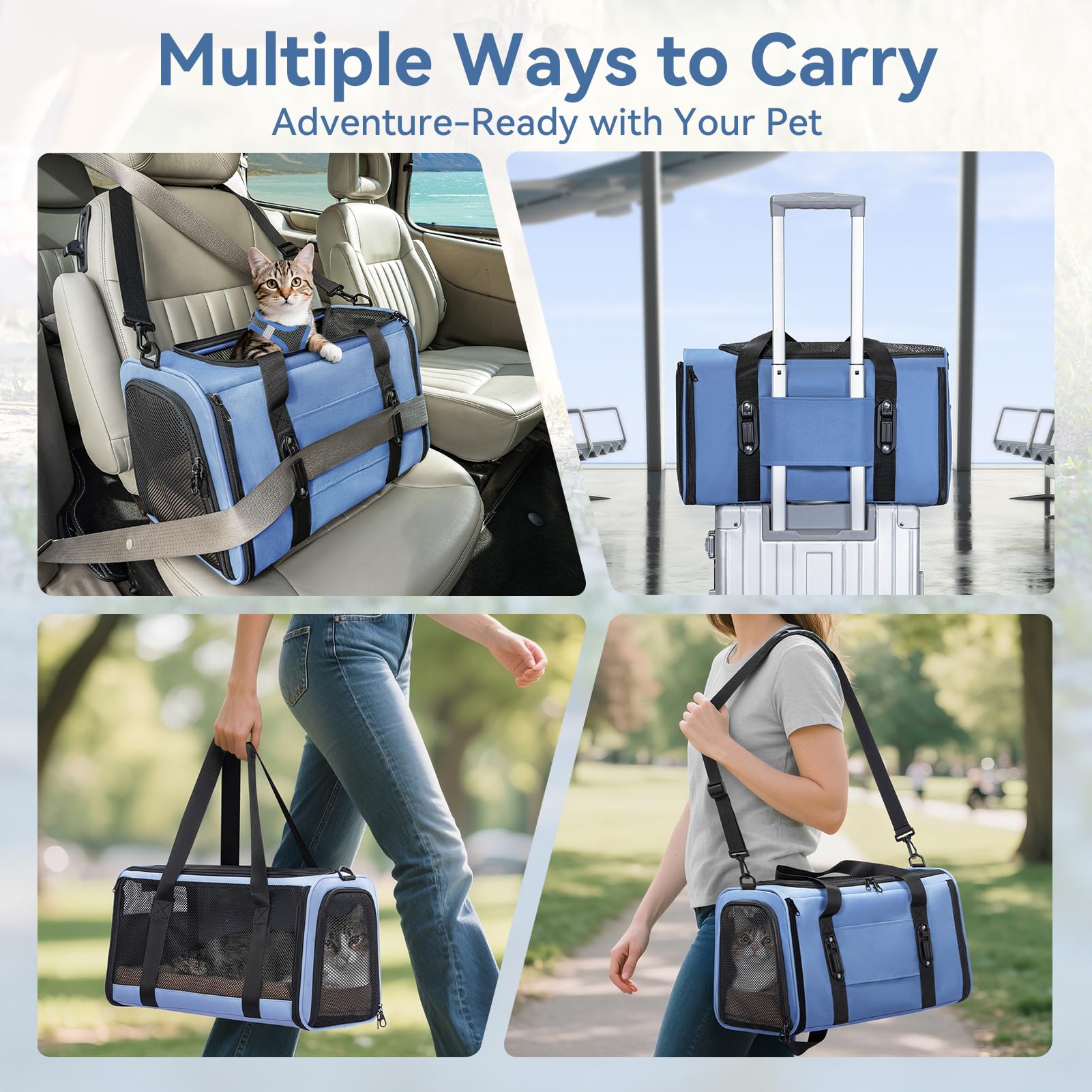 Petsfit dog carrier with soft fleece bed for nervous pets.