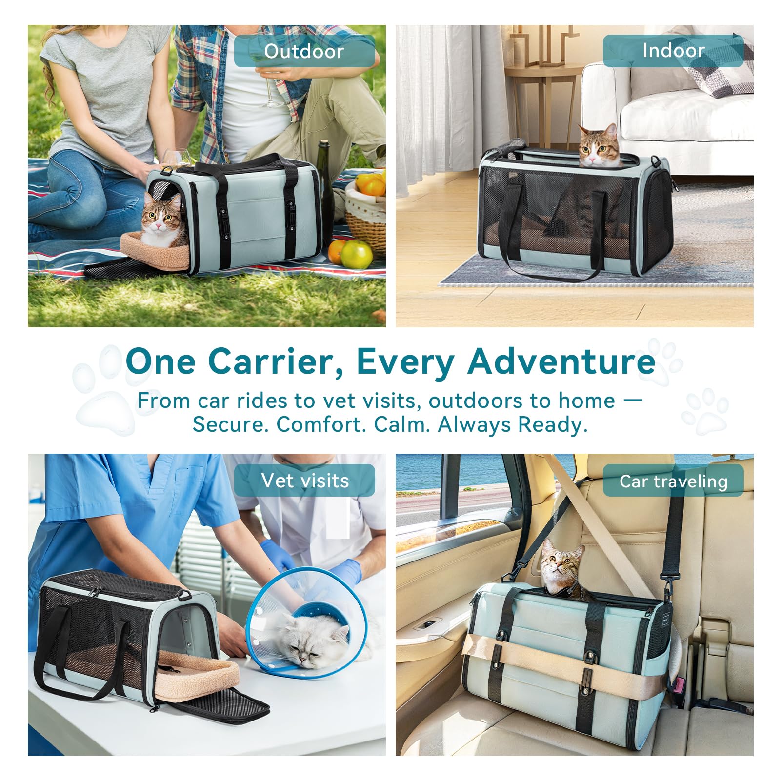 Petsfit durable oxford fabric and scratch-resistant mesh withstands long trips.
