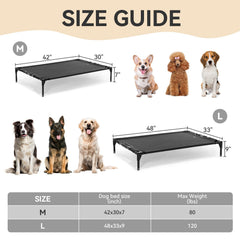 Petsfit elevated dog bed with adjustable tension bar for stable support.