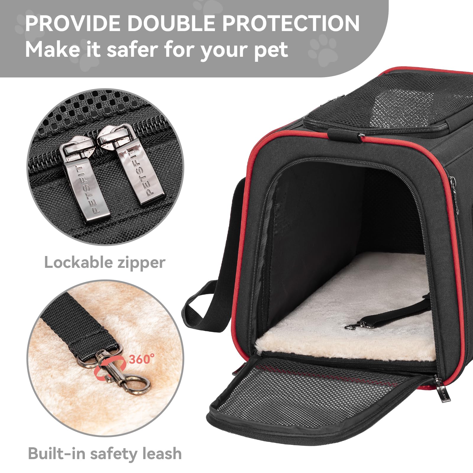 Petsfit expandable carrier fold-flat design simplifies storage when not in use.