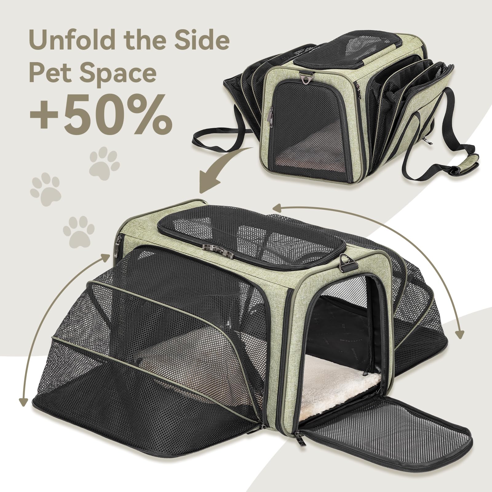 Petsfit expandable carrier plush-mat removable for easy cleaning