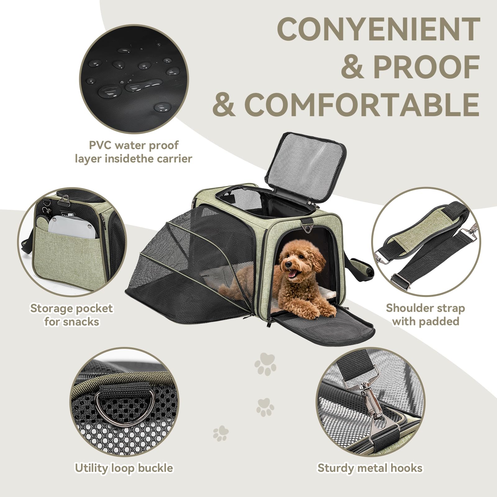 Petsfit expandable carrier self-locking-zipper for secure travel