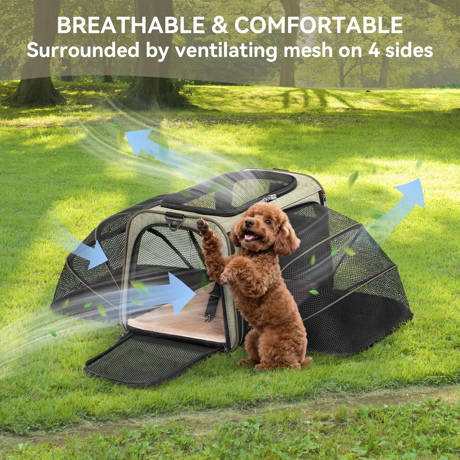 Petsfit expandable carrier side-pocket for quick storage