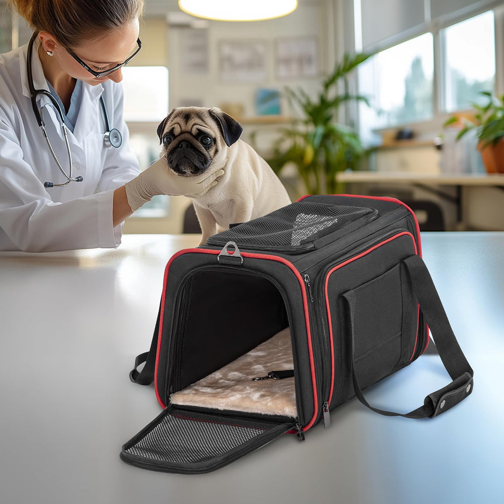 Petsfit expandable carrier soft pad interior supports cozy resting for kittens and small dogs.