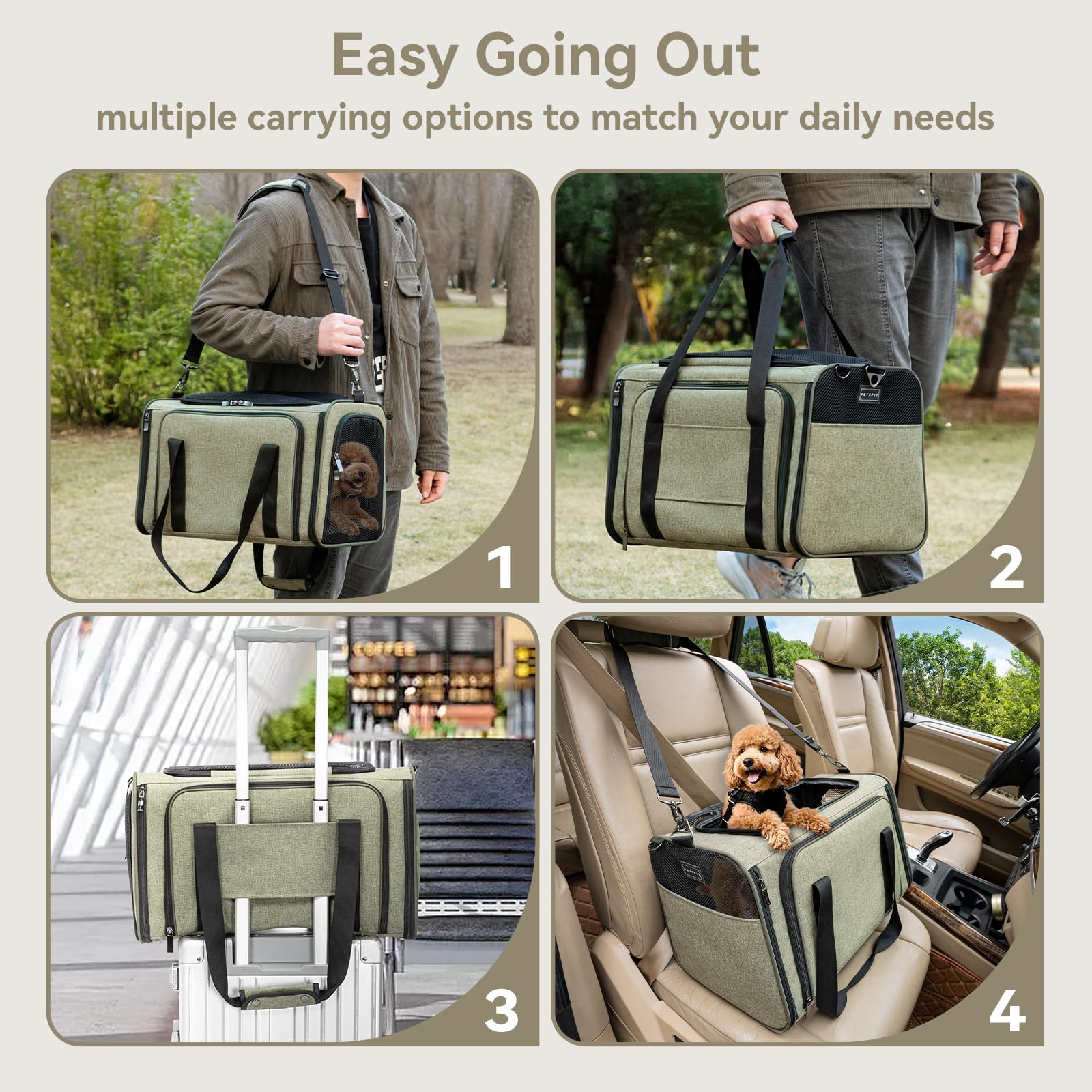 Petsfit expandable carrier ventilated-mesh for better airflow