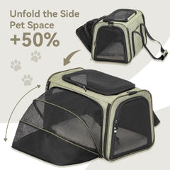 Petsfit expandable cat carrier expandable dimensions reveal extra room for stretching.