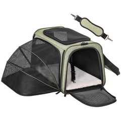 Petsfit expandable cat carrier under-seat setup saves space while keeping pets comfortable.