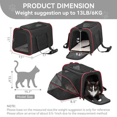 Petsfit expandable-cat-carrier-under-seat demonstrates compact under-seat suitability for air travel.